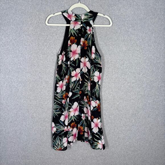 LTX Sportswear Mini Dress Small Black Tropical Hawaiian Flowy Cruise Resort USA‎ - Picture 6 of 11